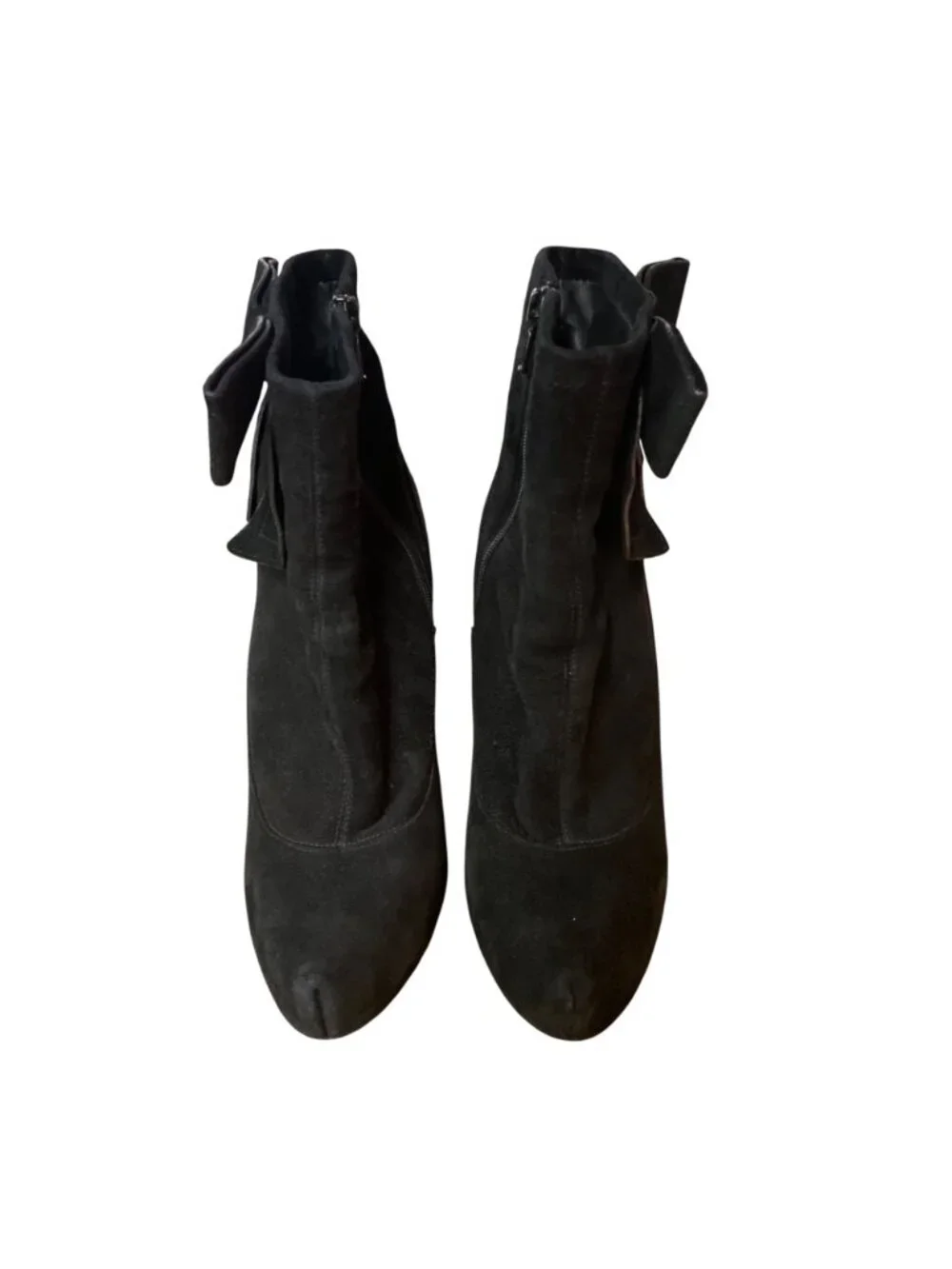 Coach Aubrie Suede Bow Side Zip Heeled Boots Black Sz 6.5
